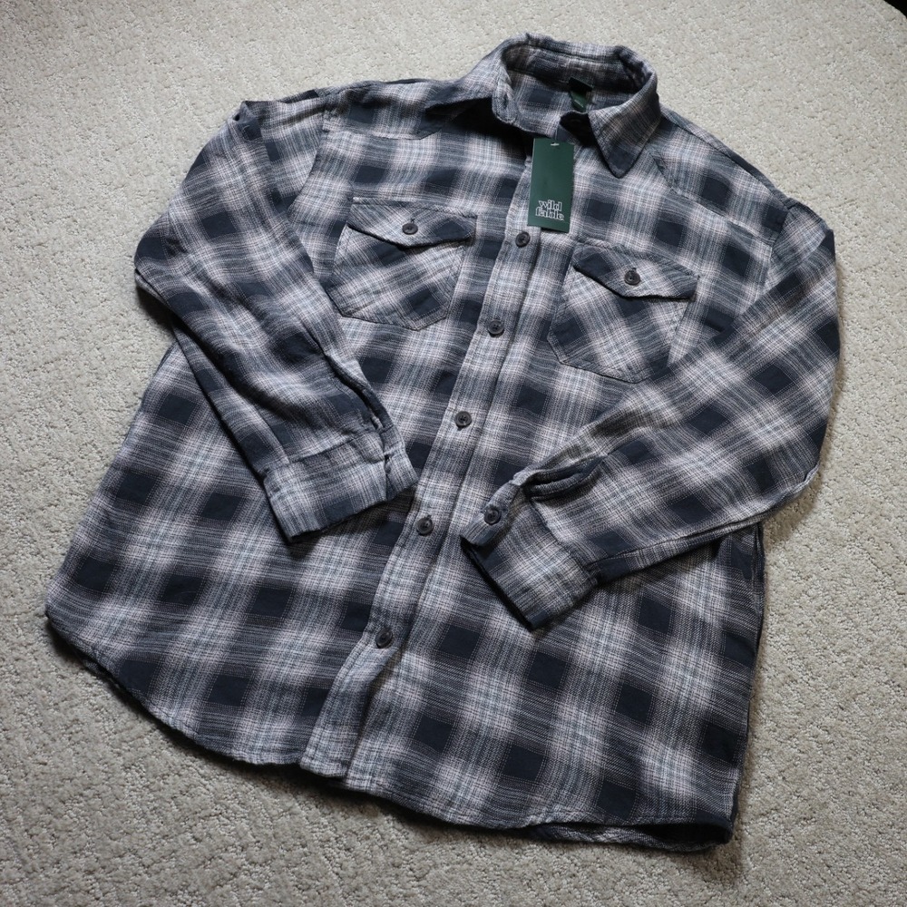 Wild Fable green White Plaid Flannel Button Down Shirt XXS NWT